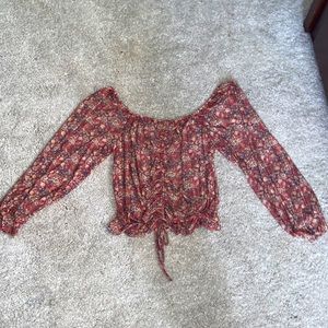 Willow + Root off the shoulder mesh blouse